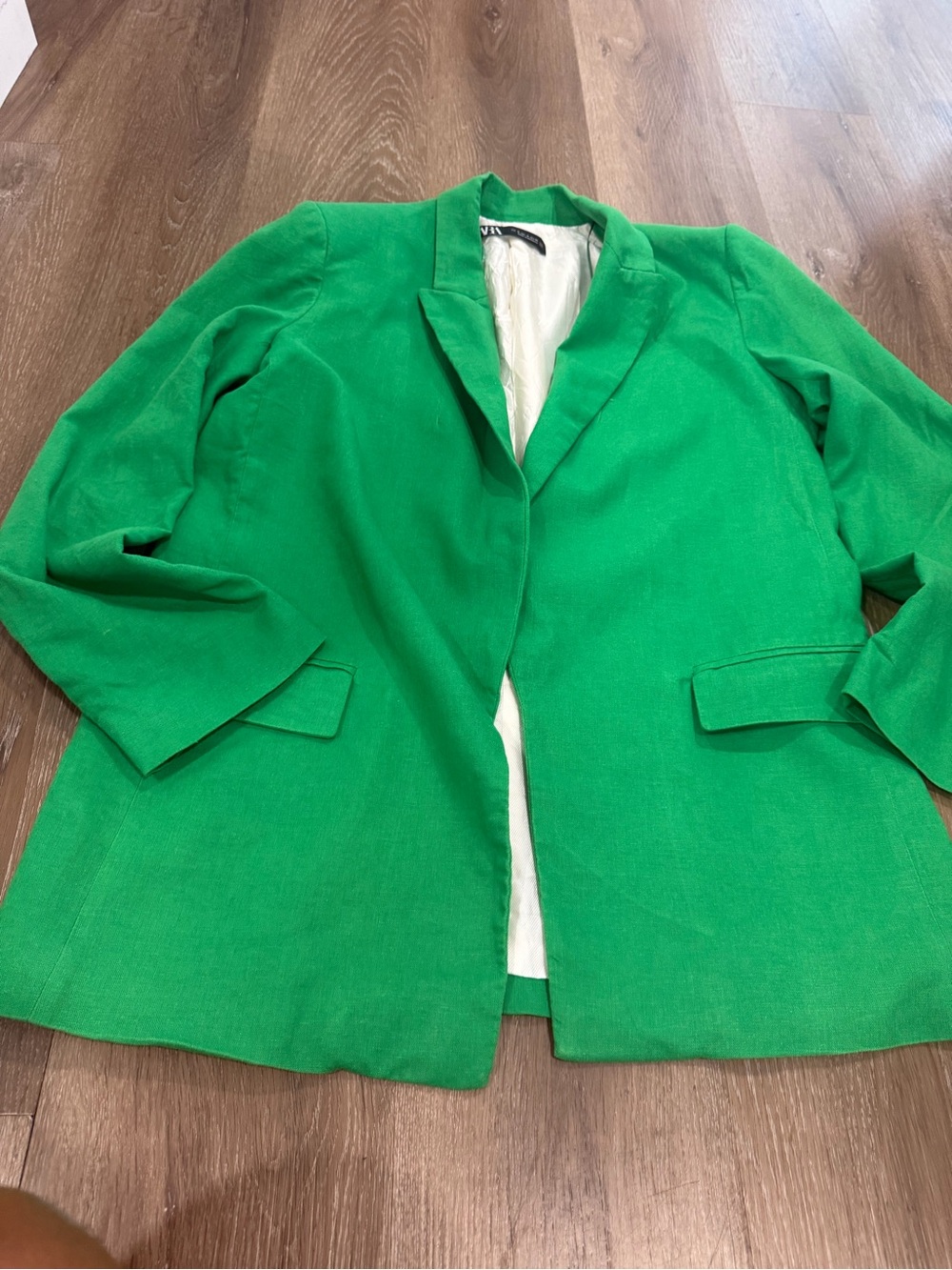 Zara Vibrant Green Open-Front Blazer Jacket